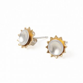 Silver and gold flower stud earrings