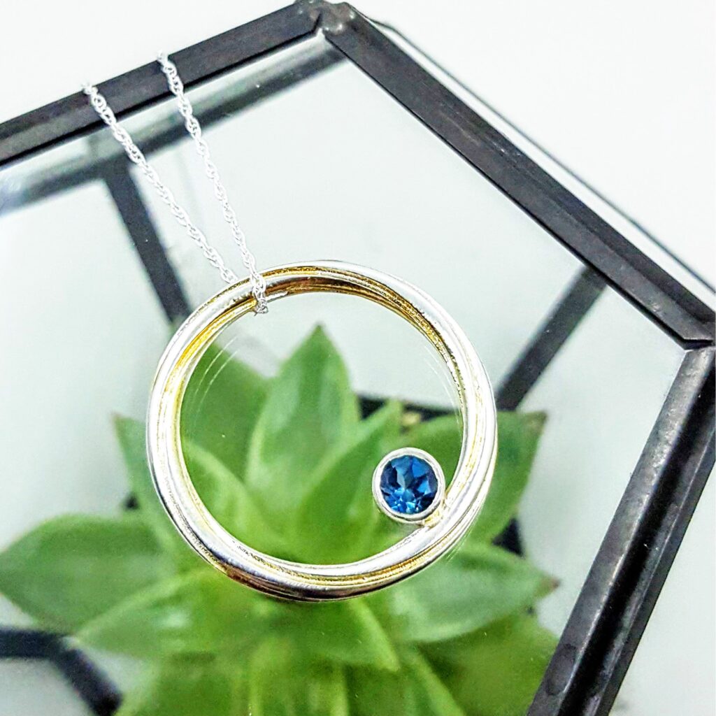 stone set jewellery. Silver and topaz pendant