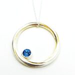 London Blue Topaz Pendant - Sterling Silver with Gilded Detai