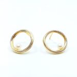 Pearl Twist Continuum Circle Earrings in Silver and Gilt Detail