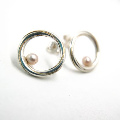Silver and Pink Pearl Earrings