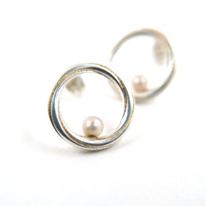 Silver and Pink Pearl Earrings