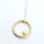 Pearl Twist Continuum Circle Pendant in Silver and Gilt Detail