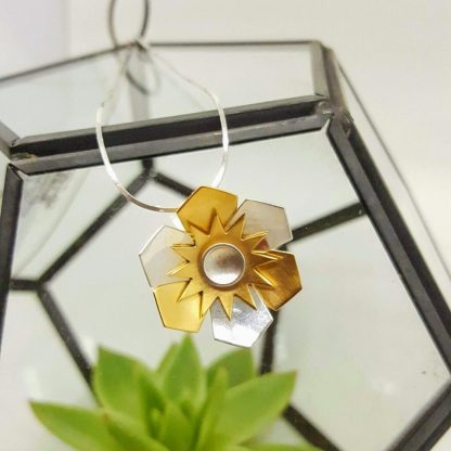 Silver and gold flower necklace