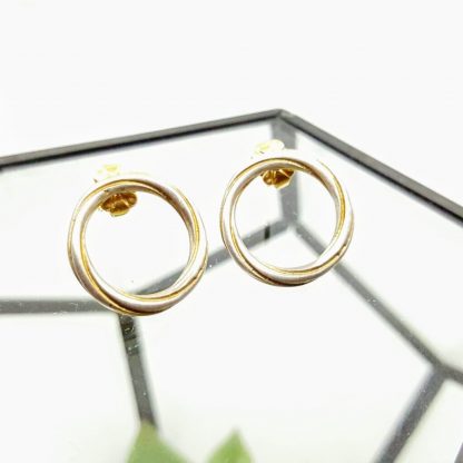 Silver and gilt stud earrings