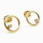 9ct Yellow Gold & Diamonds Twist Continuum Earrings