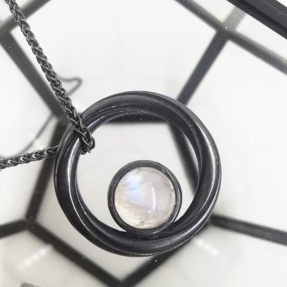 Oxidised silver and moonstone pendant