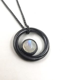 Oxidised silver and moonstone pendant