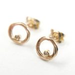 9ct Yellow Gold & Diamonds Twist Continuum Tiny Earrings