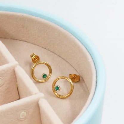 gold and green earrings