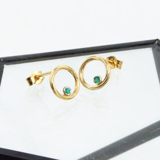 gold and green earrings