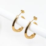 Twist Flare Hook Earrings in Silver Gilt - Large