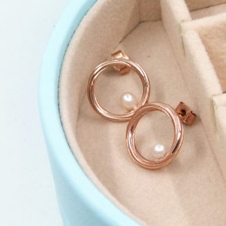 Rose Gold Plate and Pearl Earrings