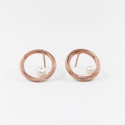 Rose Gold and Pearl Earrings