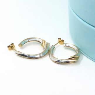 Twist Flare Hook Earrings in Silver and Gilt - Large