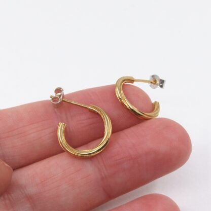 Silver gilt hoop earrings handmade