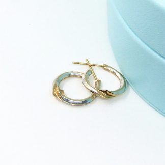 Twist Flare Hook Earrings in Silver and Gilt - Medium