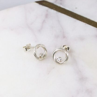 tiny white gold and diamond earrings