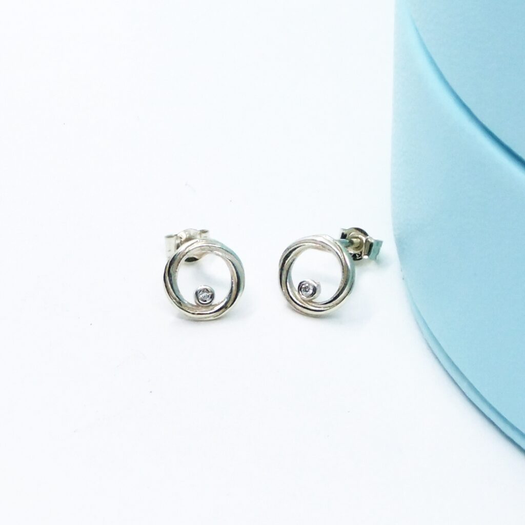 tiny white gold and diamond earrings