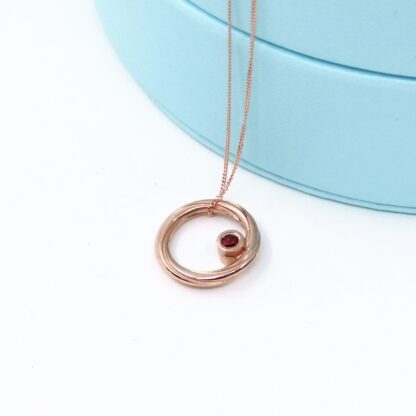 double facing pendant rose gold with diamond and ruby