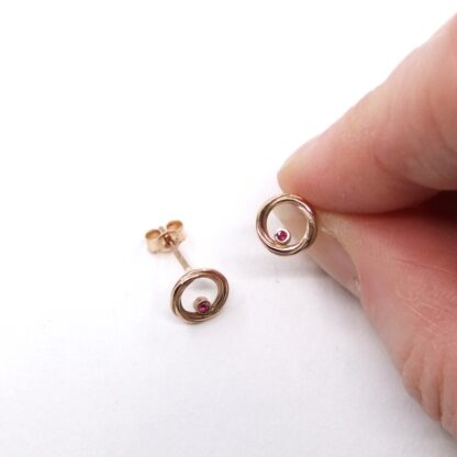 tiny gold and ruby earrings