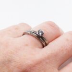 Engagement Ring and Wedding Band set in 9ct White Gold - Twist Continuum Salt and Pepper