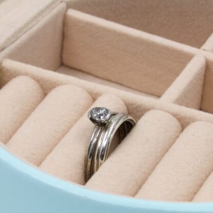 Salt and Pepper diamond and white gold twist ring set