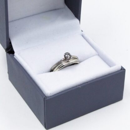 Salt and Pepper diamond and white gold twist ring set