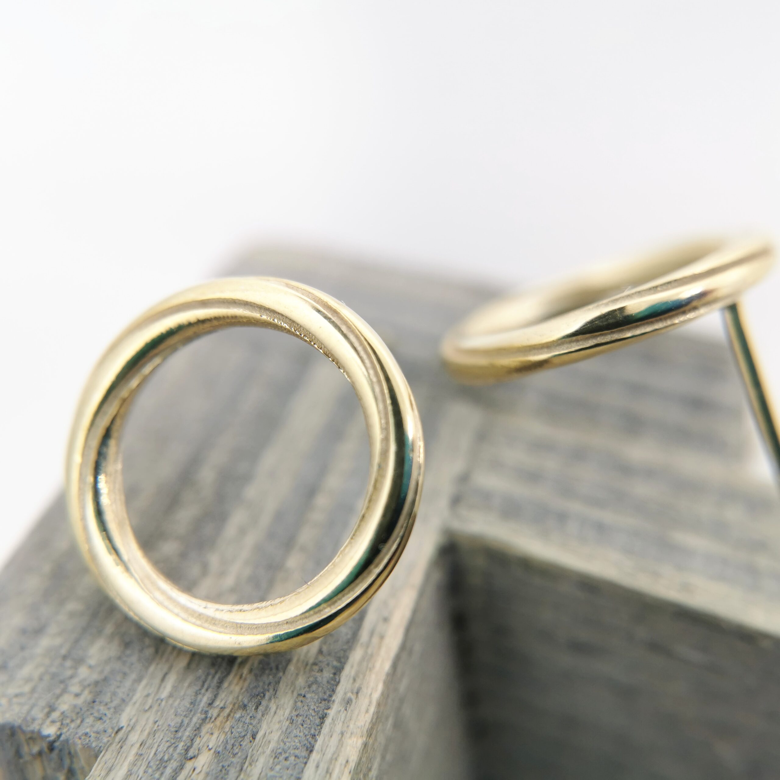 Silver gilt circle earrings handmade