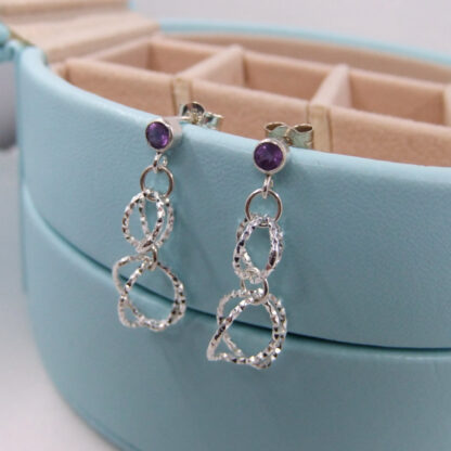 Silver and Amethyst Circles Earrings