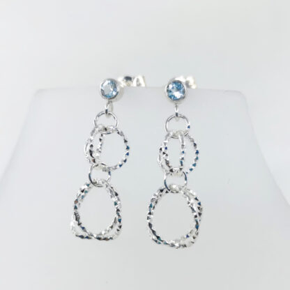 Silver and topaz Circles Earrings