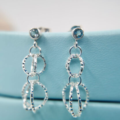 Silver and topaz Circles Earrings