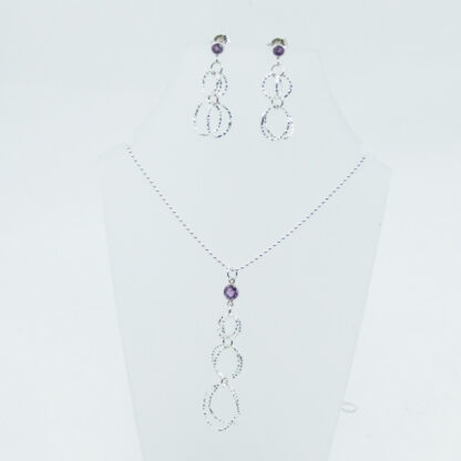 Silver and Amethyst Circles Pendant and earrings