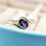 Silver and Amethyst Dress Ring - Twist Embrace