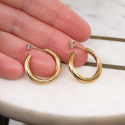 Silver Gilt hoop earrings handmade