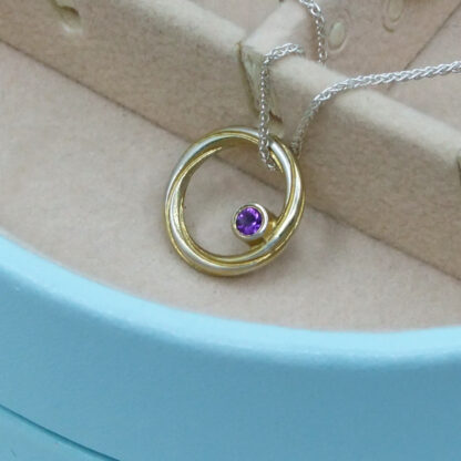 double facing pendant silver with topaz and amethyst